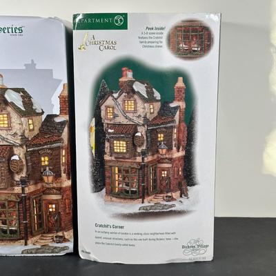 LOT 157U: Department 56 Dickens Village Series - Ebenezer Scrooge’s House & Cratchits Corner
