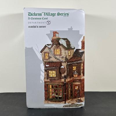 LOT 157U: Department 56 Dickens Village Series - Ebenezer Scrooge’s House & Cratchits Corner