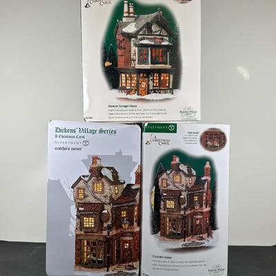 LOT 157U: Department 56 Dickens Village Series - Ebenezer Scrooge’s House & Cratchits Corner