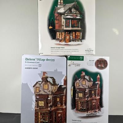 LOT 157U: Department 56 Dickens Village Series - Ebenezer Scrooge’s House & Cratchits Corner