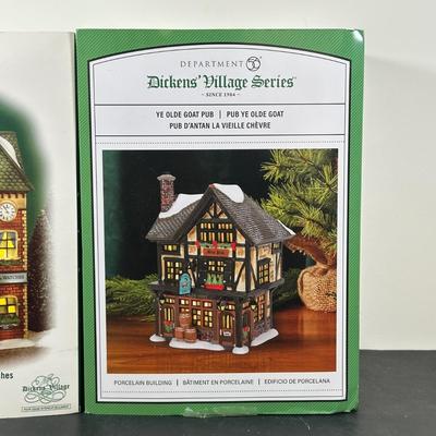 LOT 158U: Department 56 Dickens Village Series - The Spider Box Locks, Ye Olde Goat Pub & T.C. Chester Clocks & Watches