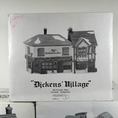 LOT 159U: Department 56 Dickens Village Series - Crooked Fence Cottage, Old Curiosity Shop & Tutbury Printer