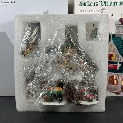 LOT 181U: Department 56 Dickens Village Series -Cotswold Greengrocer, Royal Bank Of Corn Hill & Berkshire Downs Cricket Club