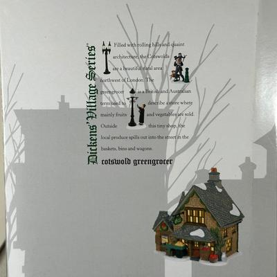 LOT 181U: Department 56 Dickens Village Series -Cotswold Greengrocer, Royal Bank Of Corn Hill & Berkshire Downs Cricket Club