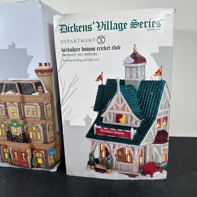 LOT 181U: Department 56 Dickens Village Series -Cotswold Greengrocer, Royal Bank Of Corn Hill & Berkshire Downs Cricket Club