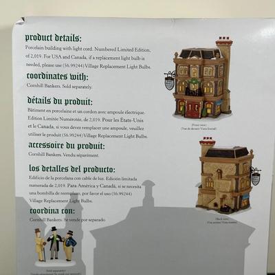 LOT 181U: Department 56 Dickens Village Series -Cotswold Greengrocer, Royal Bank Of Corn Hill & Berkshire Downs Cricket Club