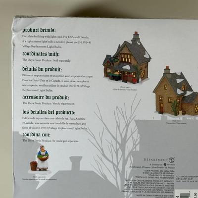 LOT 181U: Department 56 Dickens Village Series -Cotswold Greengrocer, Royal Bank Of Corn Hill & Berkshire Downs Cricket Club