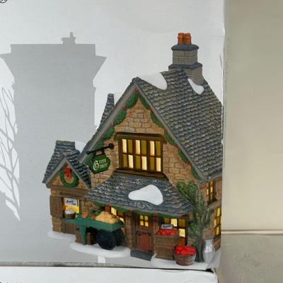 LOT 181U: Department 56 Dickens Village Series -Cotswold Greengrocer, Royal Bank Of Corn Hill & Berkshire Downs Cricket Club