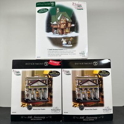 LOT 182U: Department 56 Dickens Village Series - Victoria Park Theater & T. Smith Christmas Crackers