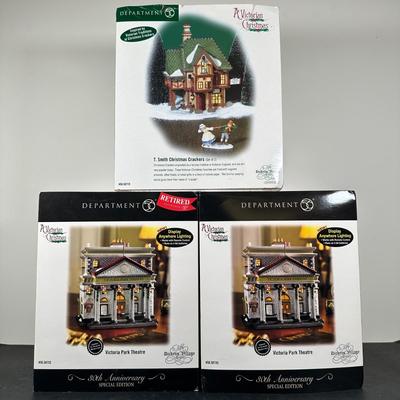 LOT 182U: Department 56 Dickens Village Series - Victoria Park Theater & T. Smith Christmas Crackers