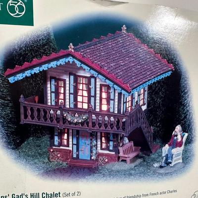 LOT 184U: Department 56 Dickens Village Series - Dickens Gads Hill Chalet, Boz’s Books & A.G. Scott Hats & Walking Sticks