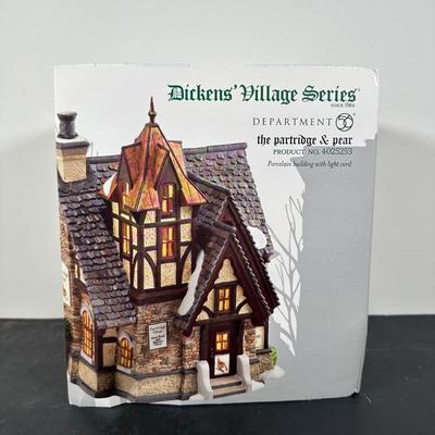 LOT 185U: Department 56 Dickens Village Series - The Partridge & Pear, Rooster Inn & Olde Pearly’s Toby Jugs