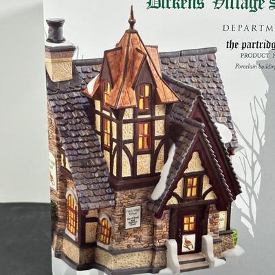 LOT 185U: Department 56 Dickens Village Series - The Partridge & Pear, Rooster Inn & Olde Pearly’s Toby Jugs