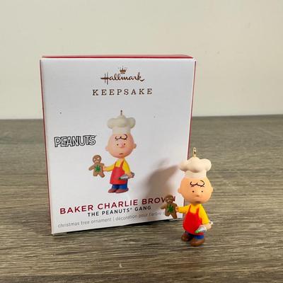 LOT 206M: Peanuts Hallmark Keepsake Ornaments - Mini Baker Charlie Brown, Baker Snoopy, 70 Year Anniversary, Windward Woodstock & More