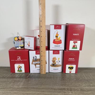 LOT 206M: Peanuts Hallmark Keepsake Ornaments - Mini Baker Charlie Brown, Baker Snoopy, 70 Year Anniversary, Windward Woodstock & More