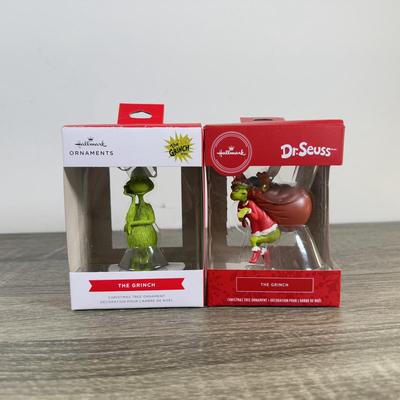 LOT 207M: Dr. Seuss' The Grinch Hallmark Ornaments in Boxes - Record Player, Peekbuster & More