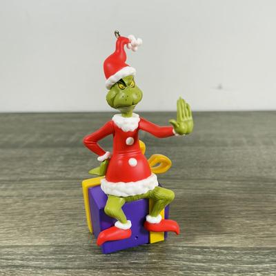 LOT 207M: Dr. Seuss' The Grinch Hallmark Ornaments in Boxes - Record Player, Peekbuster & More