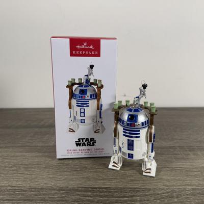 LOT 211M: Star Wars Darth Vader Action Figure & Hallmark Keepsake Ornaments w/ Boxes - Yoda, The Child, Obi-Wan & Drink Serving...