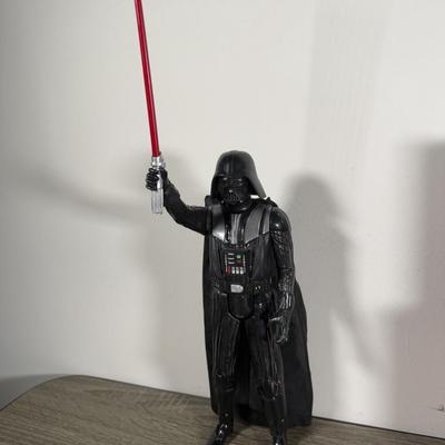 LOT 211M: Star Wars Darth Vader Action Figure & Hallmark Keepsake Ornaments w/ Boxes - Yoda, The Child, Obi-Wan & Drink Serving...