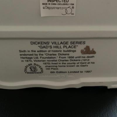 LOT 226 M: Department 56 Ghost Of X'mas Ornament Set & Dickens Village Series "Gad's Hill Place"