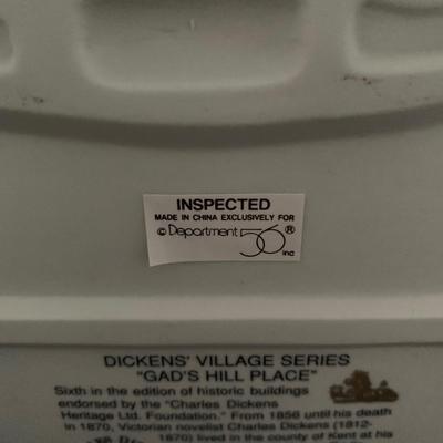 LOT 226 M: Department 56 Ghost Of X'mas Ornament Set & Dickens Village Series "Gad's Hill Place"