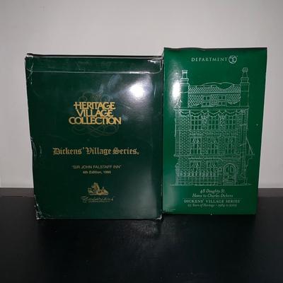 LOT 227 M: Department 56 Dickens Village Series "48 Doughty St. Home Of Charles Dickens" & "Sir John Falstaff Inn"