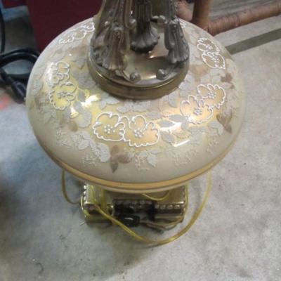 Pair Of Vintage Hand Painted Glass Table Lamps Hollywood Regency Style