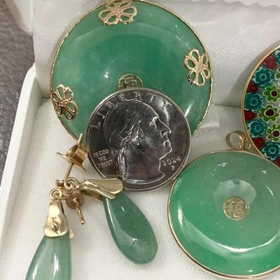 Jade Estate Jewelry Lot Pendants Earrings Millefiori