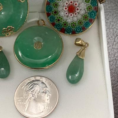 Jade Estate Jewelry Lot Pendants Earrings Millefiori