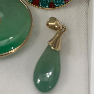 Jade Estate Jewelry Lot Pendants Earrings Millefiori