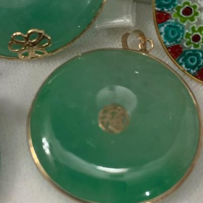 Jade Estate Jewelry Lot Pendants Earrings Millefiori