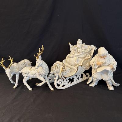 Grandeur Noel Porcelain Santa & Sleigh Set (B4-HS)