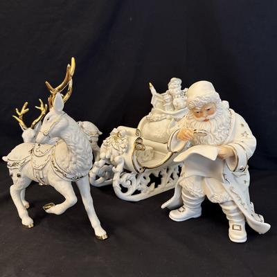 Grandeur Noel Porcelain Santa & Sleigh Set (B4-HS)