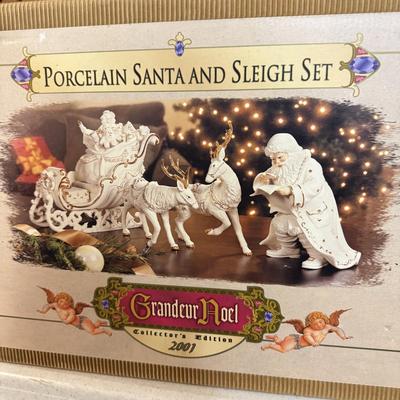 Grandeur Noel Porcelain Santa & Sleigh Set (B4-HS)