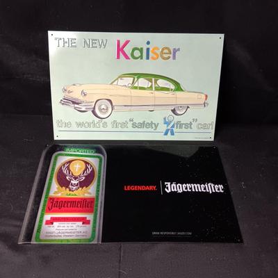 3 TIN SIGNS WITH RAISER LETTERING