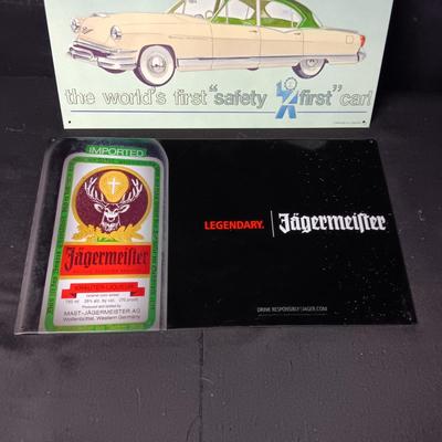 3 TIN SIGNS WITH RAISER LETTERING