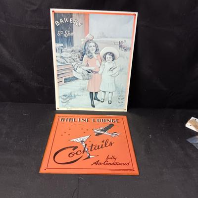 THICK METAL COCKTAILS SIGN AND TIN BAKERY SP SHANE CO SIGN