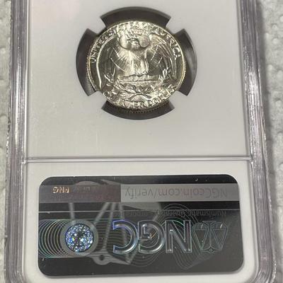 NGC CERTIFIED 1944-D MS64 WASHINGTON SILVER QUARTER AS PICTURED. FREE DOMESTIC SHIPPING.