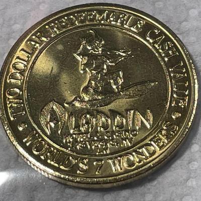 Vintage Aladdin Resort & Casino $2 Slot Gaming Token Las Vegas Nevada (Great Wall of China) Choice BU Condition. FREE DOMESTIC SHIPPING.