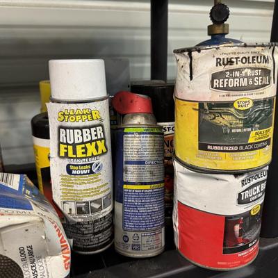 PLASTIC GARAGE SHELF W/ CONTENTS