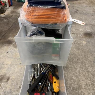 2 DR PLASTIC STORAGE W/TOOLS
