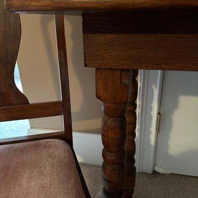 Sale Photo Thumbnail #413: WRITING DESK AND CHAIR VTG 40X19X29 