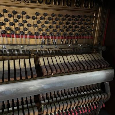 Sale Photo Thumbnail #445: LEDWIG UPRIGHT PIANO AND CO NY PIANO W/ BENCH 