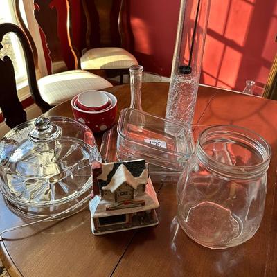 Sale Photo Thumbnail #601: CLEAR GLASSWARE LOT MISC INCLUDES GEM DANCY CHURN BASE 