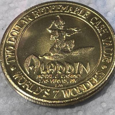 Vintage Aladdin Resort & Casino $2 Slot Gaming Token Las Vegas Nevada (Parthenon) Choice BU Condition. FREE DOMESTIC SHIPPING.