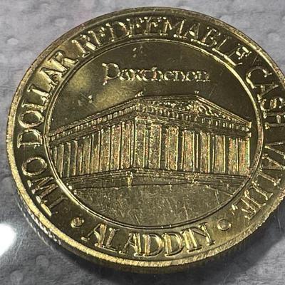 Vintage Aladdin Resort & Casino $2 Slot Gaming Token Las Vegas Nevada (Parthenon) Choice BU Condition. FREE DOMESTIC SHIPPING.