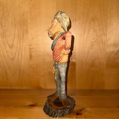 HAND CARVED COWBOY SIGNED AWH 2011