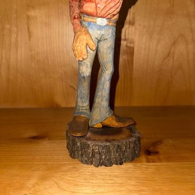 HAND CARVED COWBOY SIGNED AWH 2011