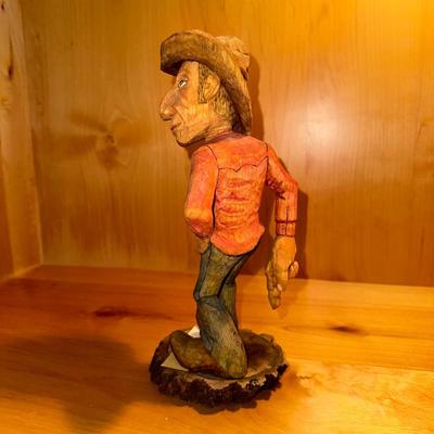 ANOTHER COWBOY CARVING SIGNED BY AWH