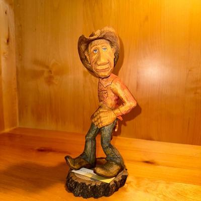 ANOTHER COWBOY CARVING SIGNED BY AWH